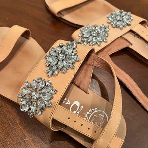 Anthropologie Jeffrey Campbell Dola Nude Embellished Flat Sandals
